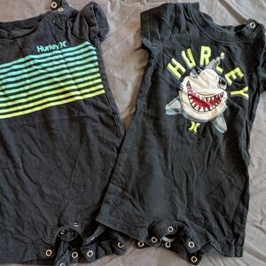 Hurley Black and Green Kids Short Sleeve Tees